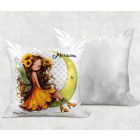 Névvel kérhető - Huncut Napraforgós tündérlány mintás párna