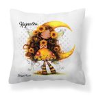 Névvel kérhető - Hosszúhajú cuki Napraforgós tündérlány mintás párna