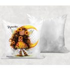 Névvel kérhető - Hosszúhajú cuki Napraforgós tündérlány mintás párna