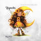 Névvel kérhető - Hosszúhajú cuki Napraforgós tündérlány mintás párna