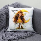 Névvel kérhető - Hosszúhajú cuki Napraforgós tündérlány mintás párna