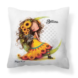   Névvel kérhető - Lazulós Napraforgós tündérlány mintás párna