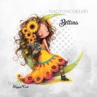 Névvel kérhető - Lazulós Napraforgós tündérlány mintás párna