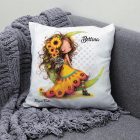 Névvel kérhető - Lazulós Napraforgós tündérlány mintás párna