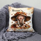 Névvel kérhető - Tündéri őszi manó lány mintás párna