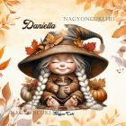 Névvel kérhető - Kávézós őszi manó lány mintás párna