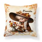 Névvel kérhető - Legcukibb őszi manó lány mintás párna