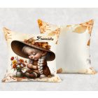 Névvel kérhető - Legcukibb őszi manó lány mintás párna