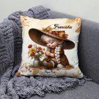 Névvel kérhető - Legcukibb őszi manó lány mintás párna