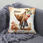 Névvel kérhető - Őszi manó lány és az alma mintás párna