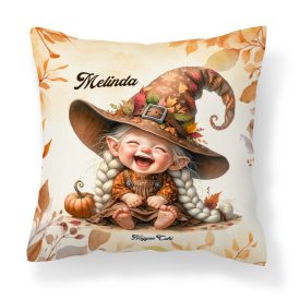 Névvel kérhető - Kacagó őszi manó lány mintás párna