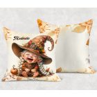 Névvel kérhető - Kacagó őszi manó lány mintás párna