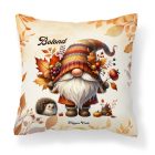Névvel kérhető - Cuki őszi manó sünikével mintás párna