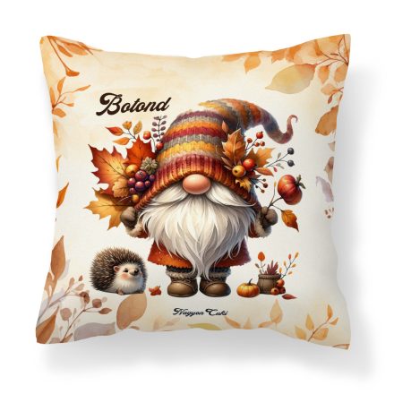 Névvel kérhető - Cuki őszi manó sünikével mintás párna