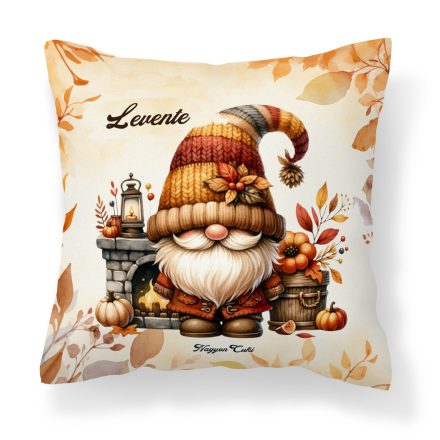 Névvel kérhető - Kandallós őszi manó mintás párna