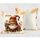 Névvel kérhető - Kandallós őszi manó mintás párna