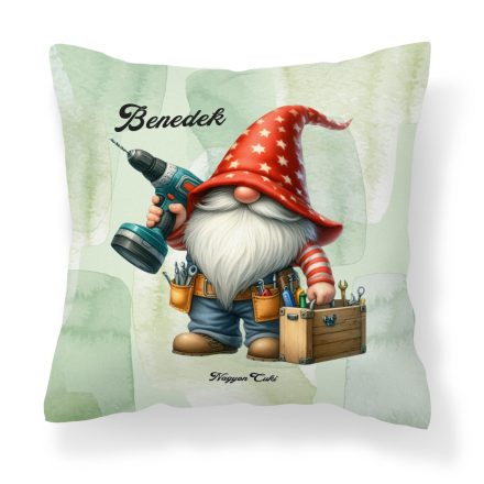 Névvel kérhető - Cuki Ezermester manó mintás párna