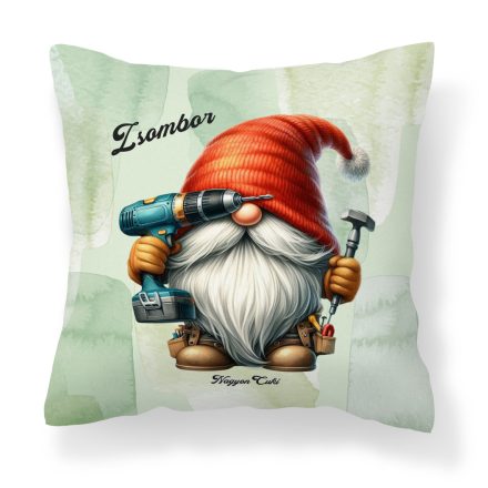 Névvel kérhető - Megszerelő Ezermester manó mintás párna