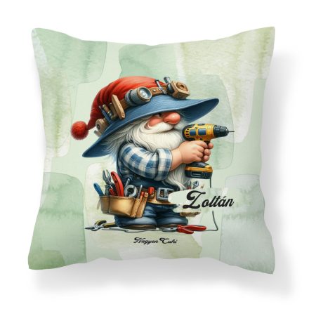 Névvel kérhető - Csavaros Ezermester manó mintás párna