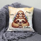 Névvel kérhető - Cuki lajhár Apa és két gyerek - Kicsi a rakás mintás párna