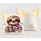 Névvel kérhető - Cuki lajhár Apa és két kis lajhár mintás párna