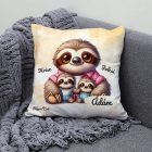 Névvel kérhető - Cuki lajhár Apa és két kis lajhár mintás párna