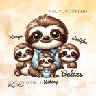 Névvel kérhető - Cuki lajhár Apa és három kis lajhár mintás párna