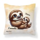 Névvel kérhető - Cuki lajhár Apa és kicsi lajhárja mintás párna