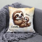Névvel kérhető - Cuki lajhár Apa és kicsi lajhárja mintás párna