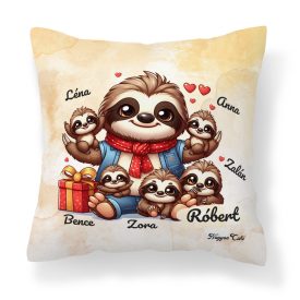   Névvel kérhető - Cuki lajhár Apa és öt gyerek mintás párna