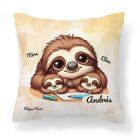 Névvel kérhető - Cuki lajhár Apa és két gyereke mintás párna