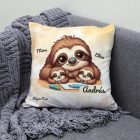 Névvel kérhető - Cuki lajhár Apa és két gyereke mintás párna