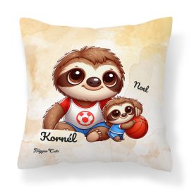   Névvel kérhető - Kosaras Cuki lajhár Apa és a gyerek mintás párna