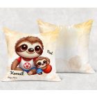 Névvel kérhető - Kosaras Cuki lajhár Apa és a gyerek mintás párna