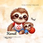 Névvel kérhető - Kosaras Cuki lajhár Apa és a gyerek mintás párna