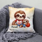 Névvel kérhető - Kosaras Cuki lajhár Apa és a gyerek mintás párna