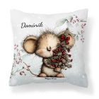 Névvel kérhető - Cuki karácsonyi kisegér mintás párna
