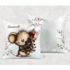 Névvel kérhető - Cuki karácsonyi kisegér mintás párna