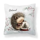 Névvel kérhető - Cuki karácsonyi süni és a hógömb mintás párna