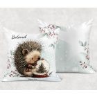 Névvel kérhető - Cuki karácsonyi süni és a hógömb mintás párna