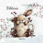 Névvel kérhető - Cuki karácsonyi nyuszi bögrében mintás párna