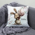 Névvel kérhető - Cuki karácsonyi nyuszi gömbbel mintás párna