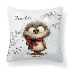 Névvel kérhető - Cuki karácsonyi bagoly masnival mintás párna