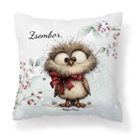   Névvel kérhető - Cuki karácsonyi bagoly masnival mintás párna