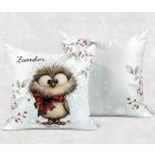 Névvel kérhető - Cuki karácsonyi bagoly masnival mintás párna