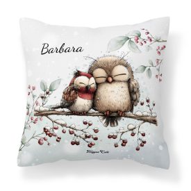   Névvel kérhető - Cuki karácsonyi baglyocskák mintás párna