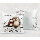 Névvel kérhető - Cuki karácsonyi baglyocskák mintás párna