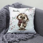 Névvel kérhető - Cuki karácsonyi bagoly szemüvegben mintás párna