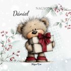 Névvel kérhető - Cuki karácsonyi maci ajándékkal mintás párna