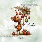 Névvel kérhető - Cuki karácsonyi őzike és a díszek mintás párna